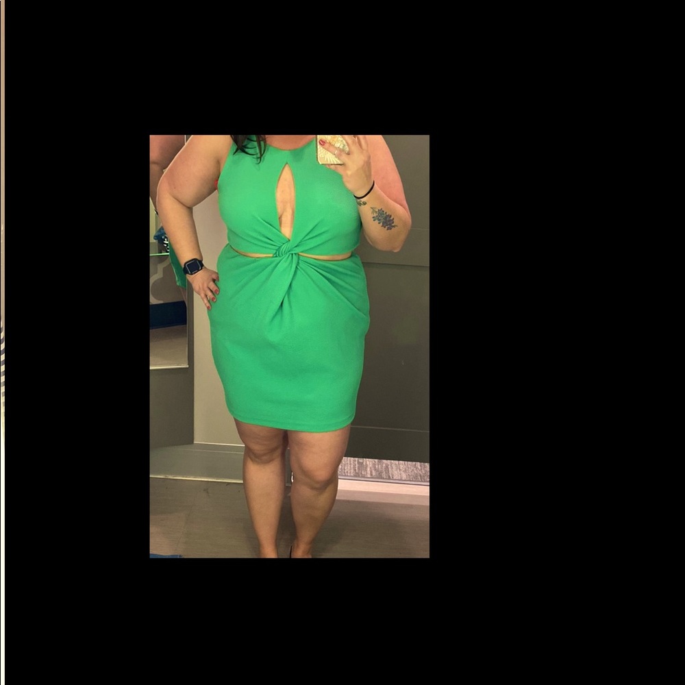 Twist front mini dress with side cut outs